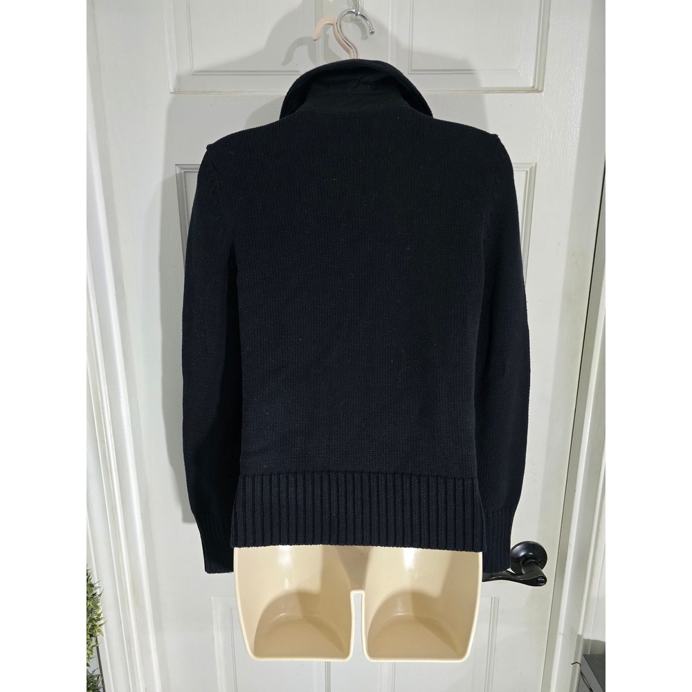 Lauren Ralph Lauren Women Black Asymmetrical Zip Collar Sweater‎ Size S - Picture 7 of 9